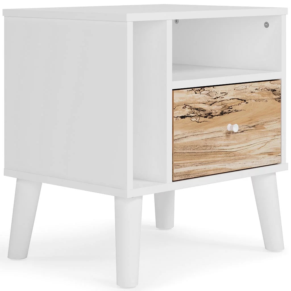 Two-tone Brown White Nightstand V458