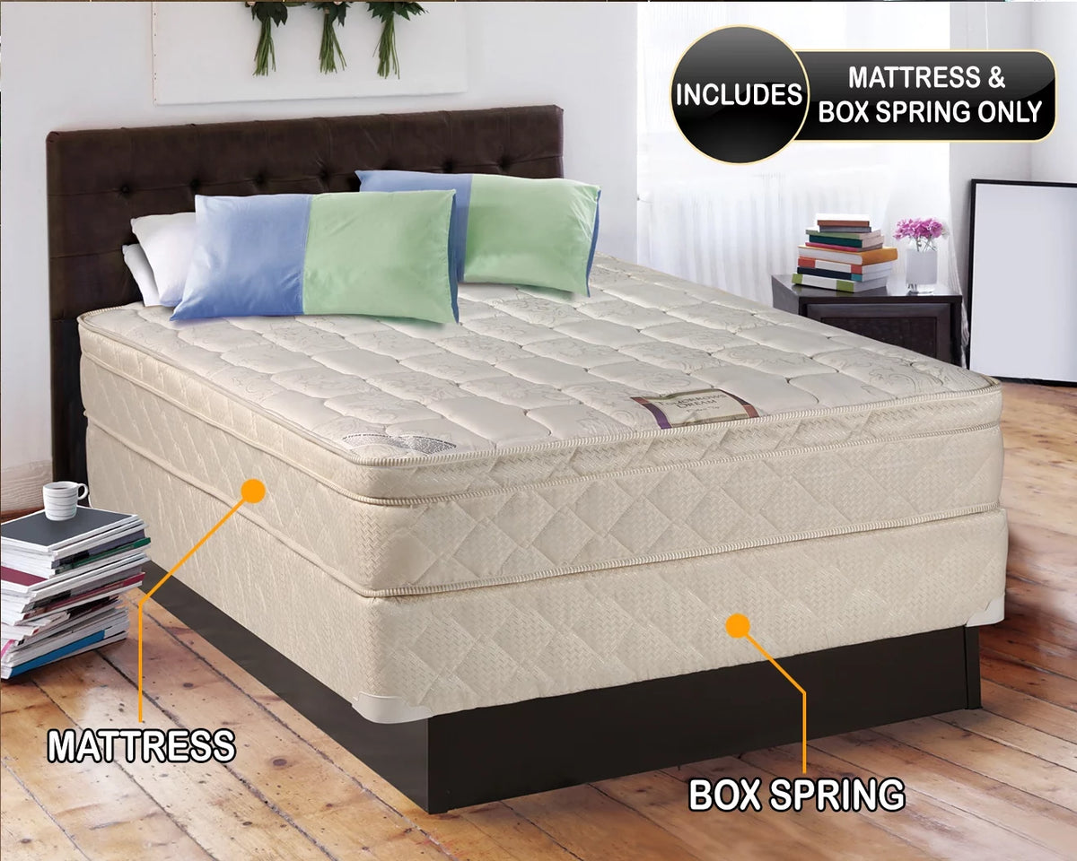 Full Size Innerspring PillowTop Eurotop Mattress Set with Bed Frame P272