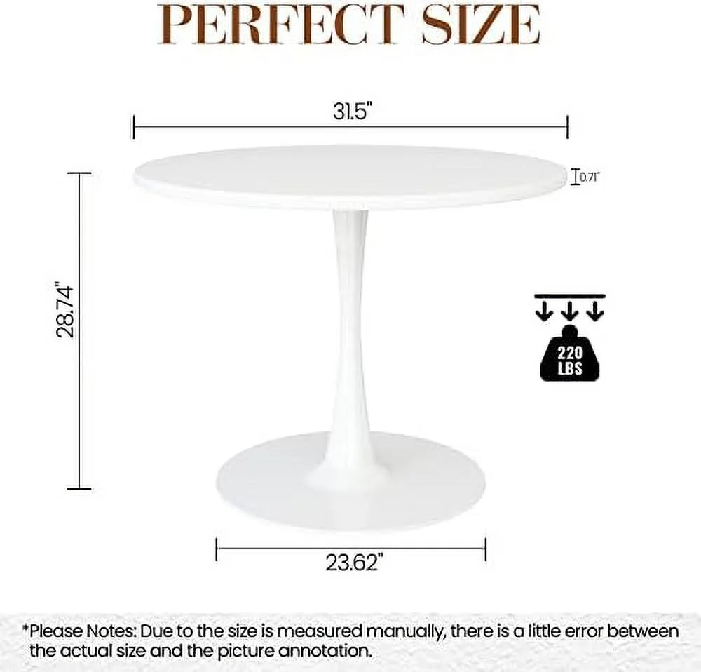 Black Round Dining Table 31.5" with Pedestal Base N644