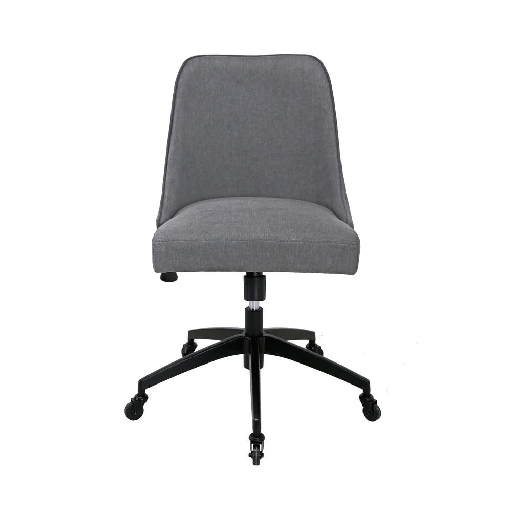 White Marble Desk and Gray Upholstered Chair Set H568
