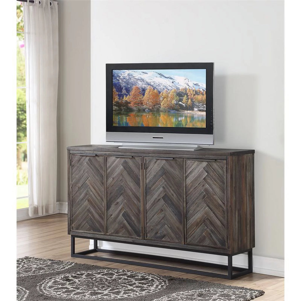 Solid Wood Herringbone 4-Door Credenza X276705