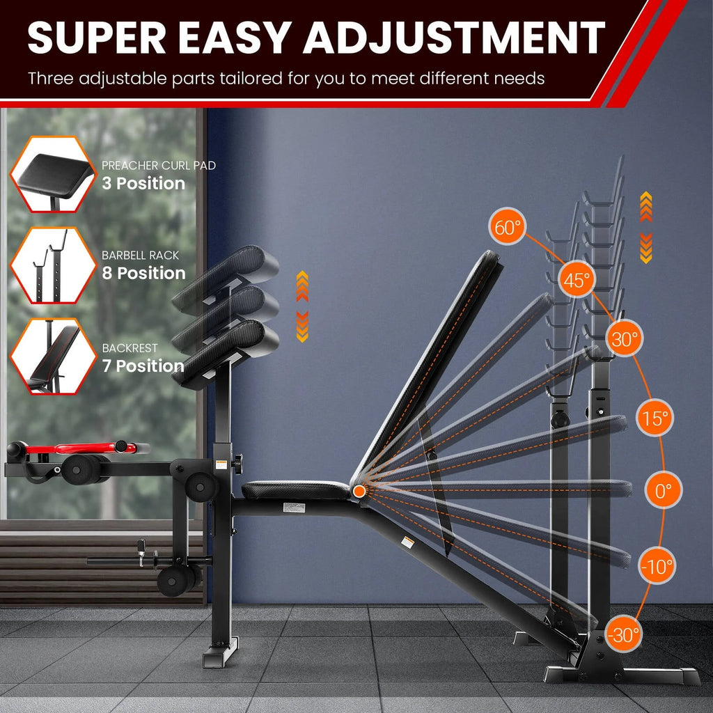 Adjustable Weight Bench Set with Squat Rack A5028