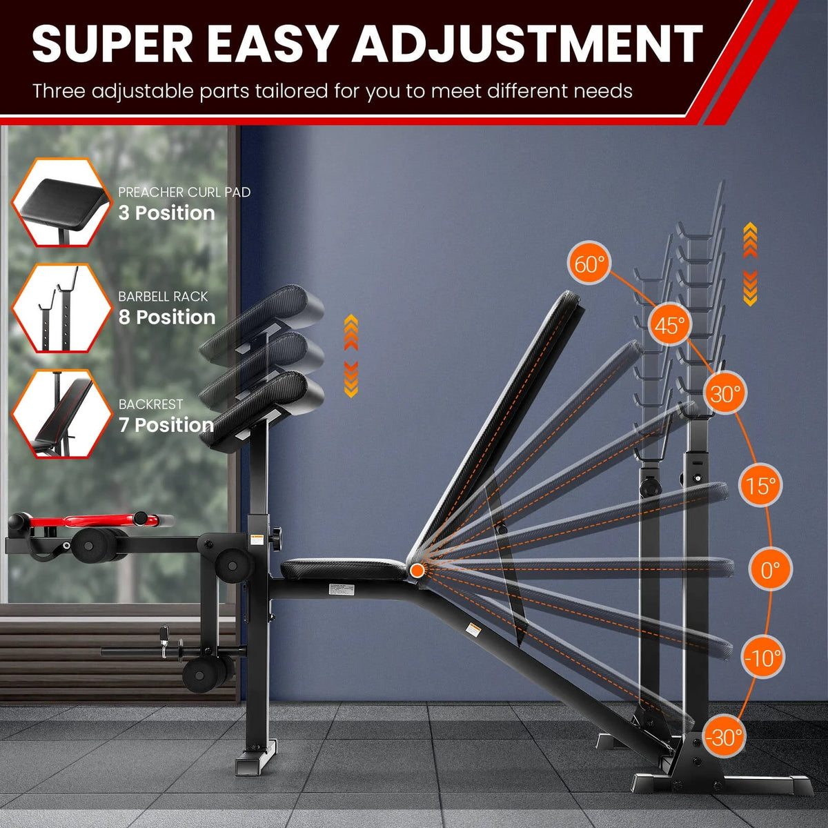 Adjustable Weight Bench Set with Squat Rack A5028