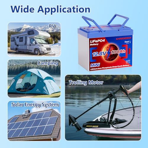 12V 100Ah Lifepo4 Battery, Bci Group 24, Built-In 100A Smart BMS I76962