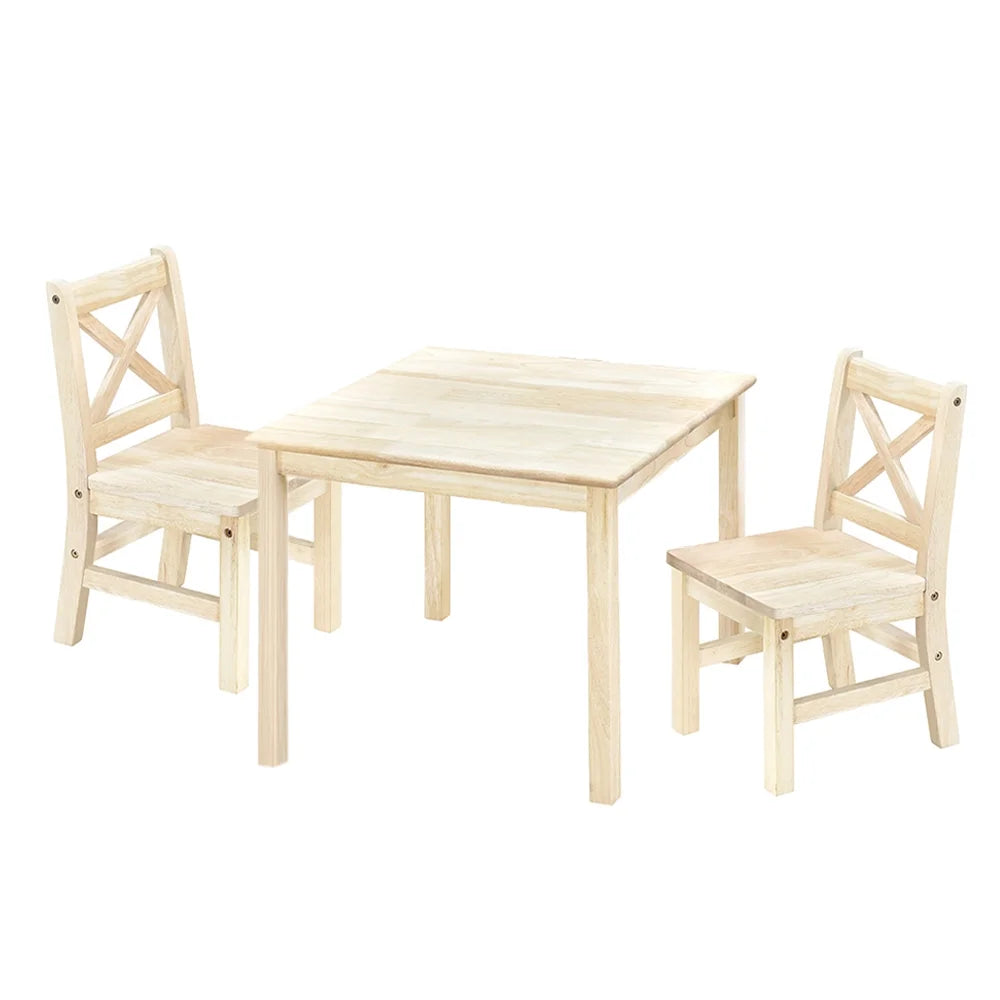 Solid Hard Wood Kids Table and Chair Set, 3 Pieces M2332