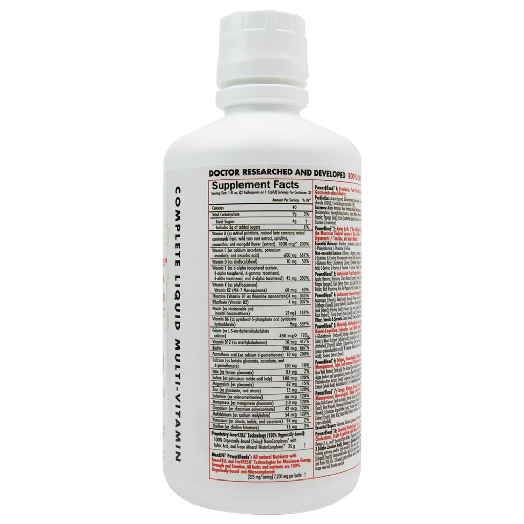 Organic Liquid Multi Vitamin 265 Essential Nutrients 32 oz Strawberry Kiwi G397