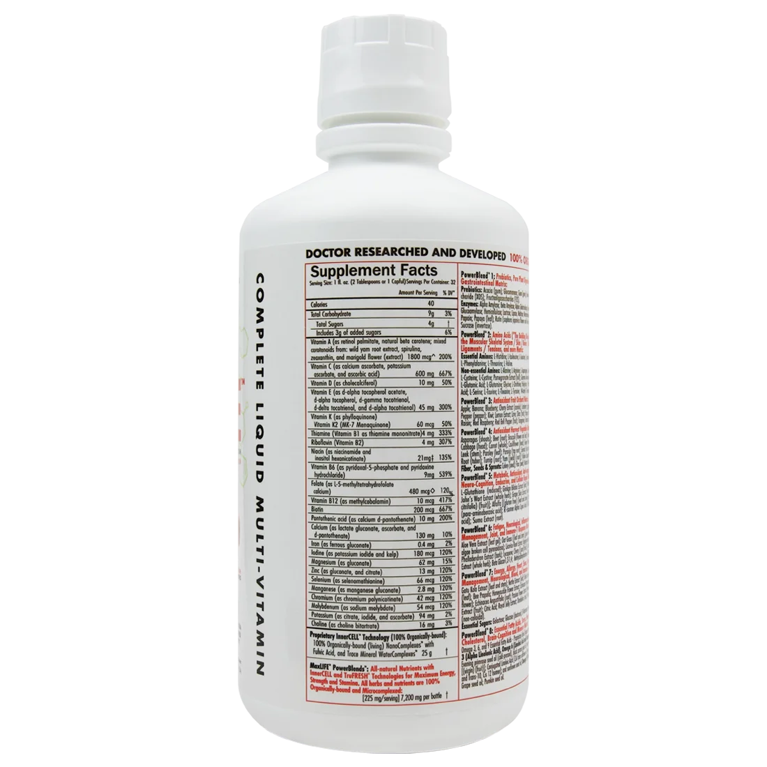 Organic Liquid Multi Vitamin 265 Essential Nutrients 32 oz Strawberry Kiwi G397