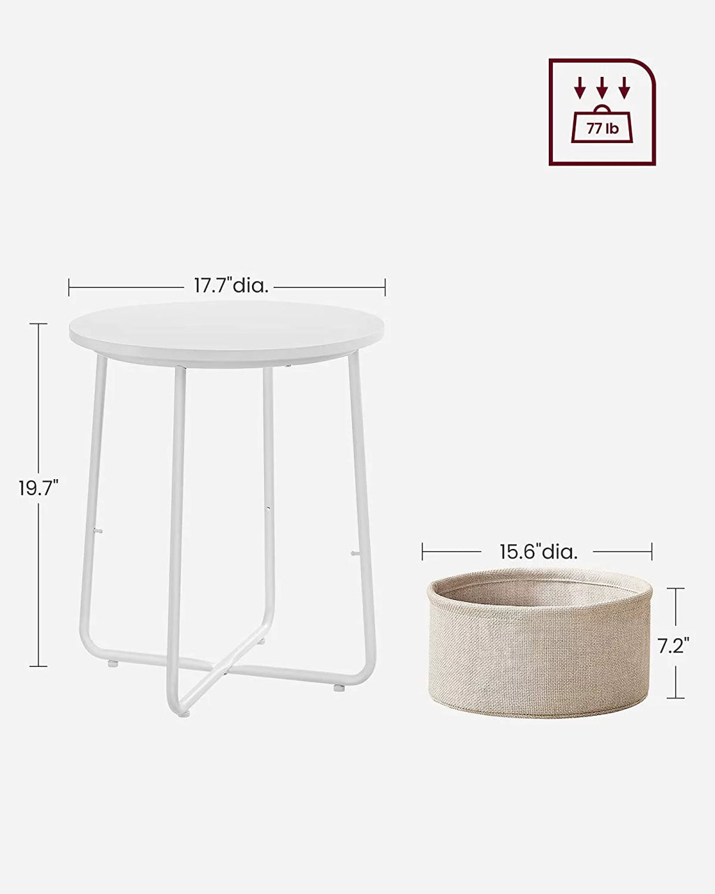 Round Side Table with Fabric Storage Basket W979444