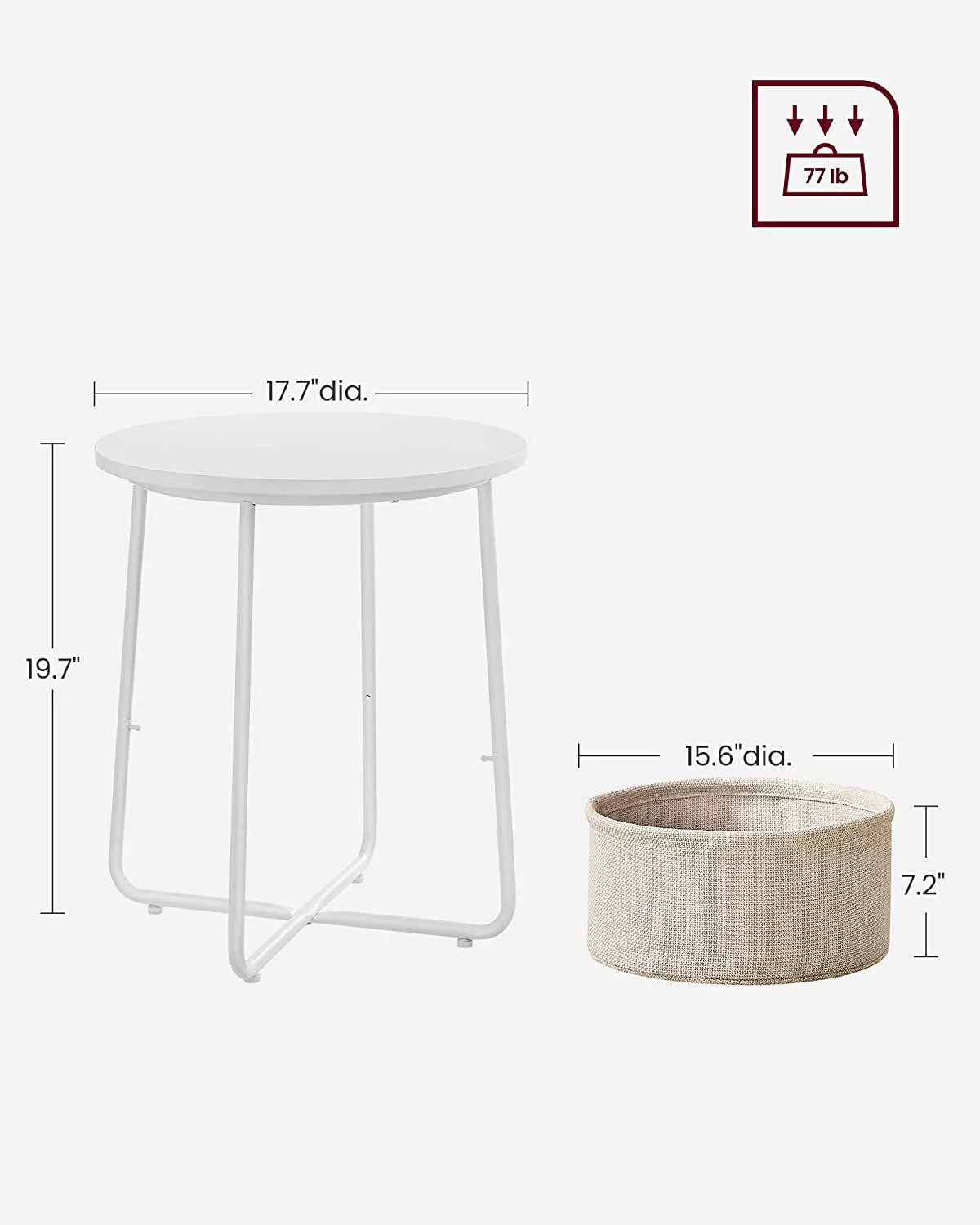 Round Side Table with Fabric Storage Basket W979444
