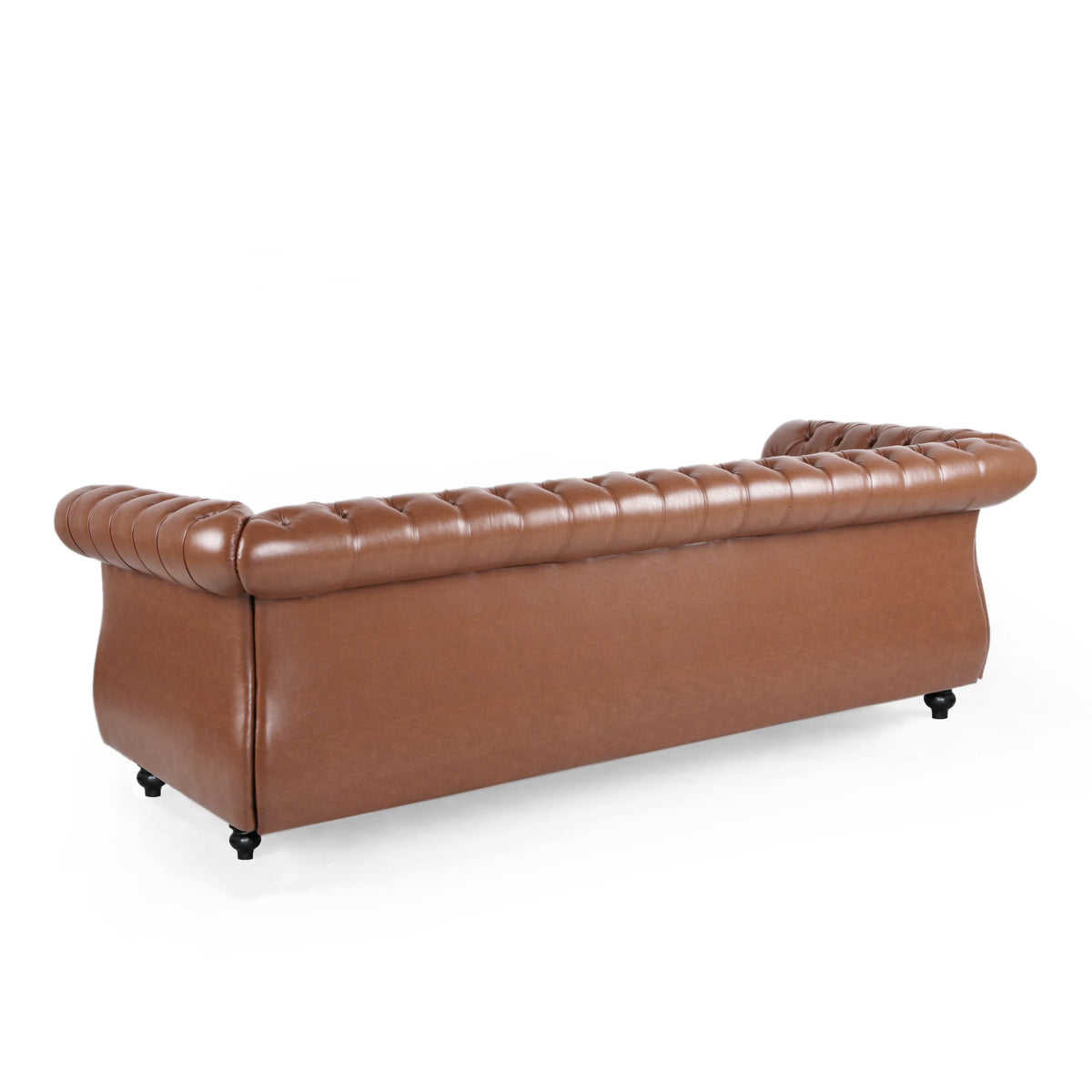 Cognac Brown Faux Leather 3 Seater Sofa H46706