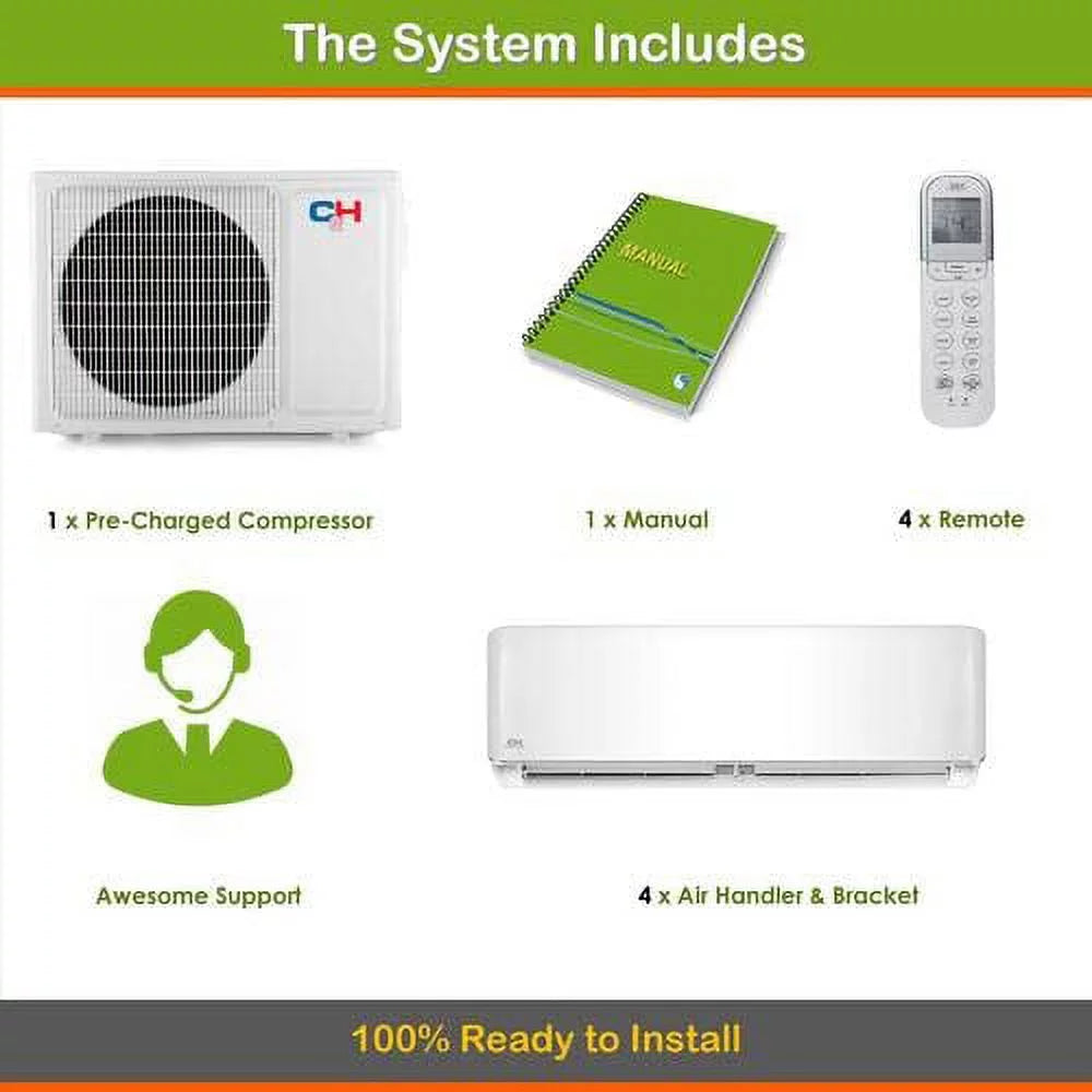 4 Zone Mini Split Ductless Air Conditioner Heat Pump B370038