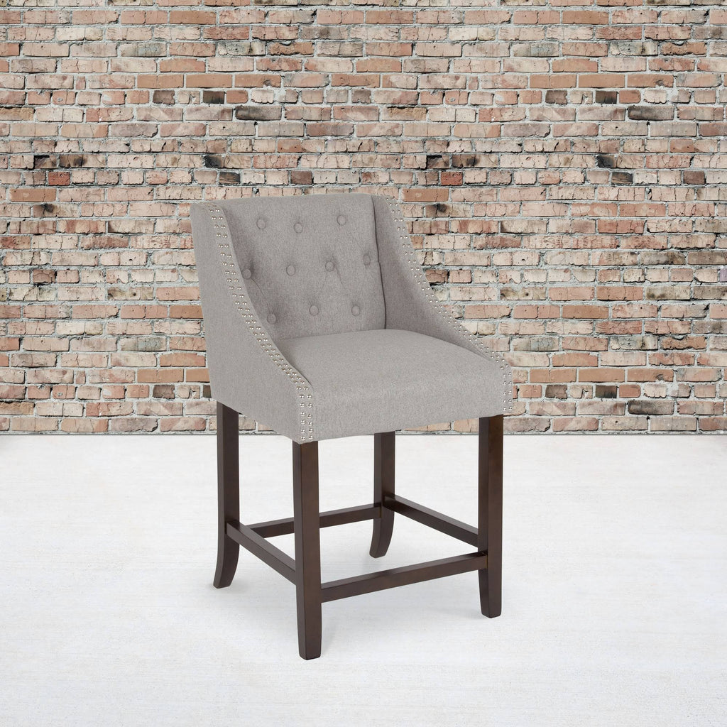 Light Gray Fabric Tufted Counter Height Stool G8212