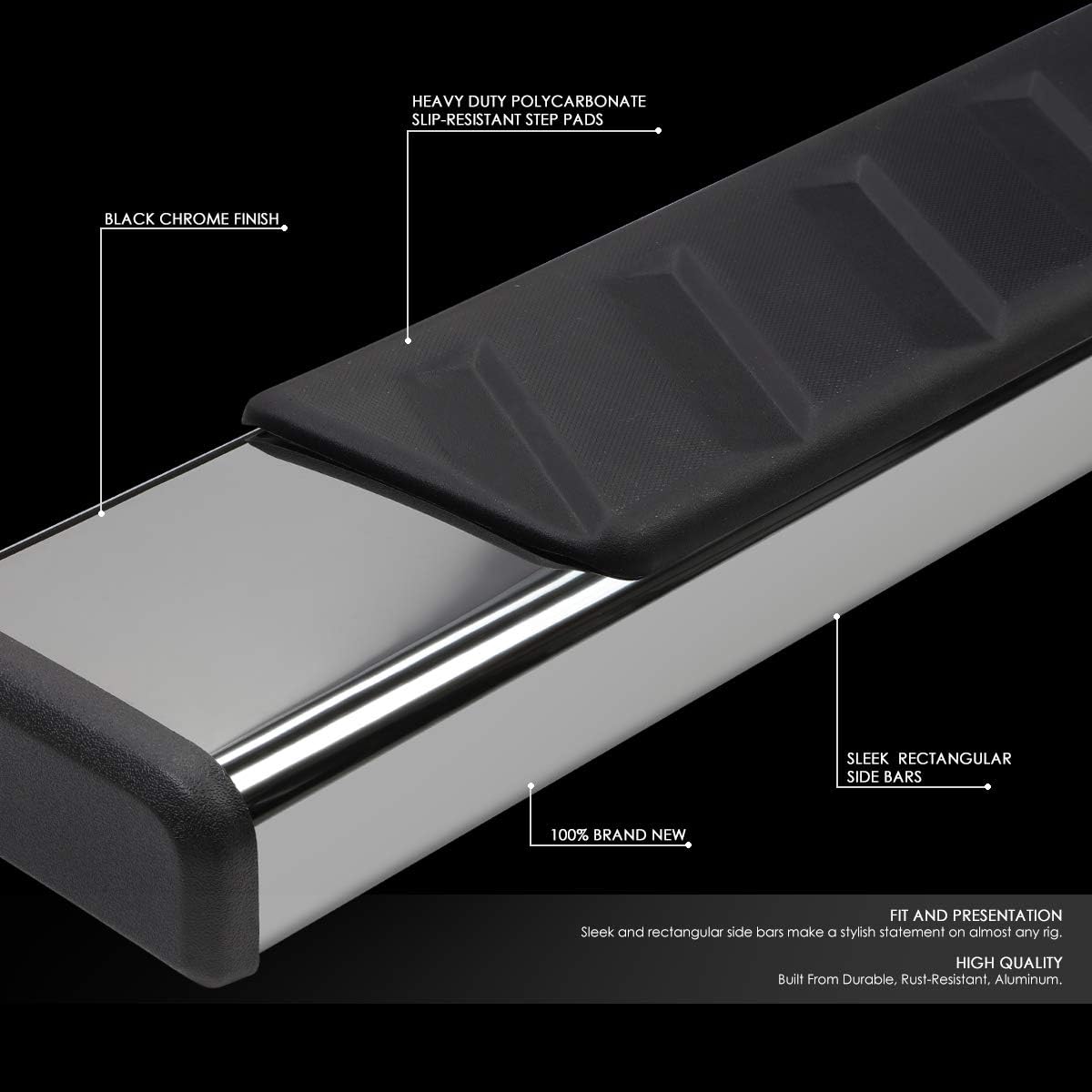 Black Stainless Steel Side Step Nerf Bar Running Boards V396