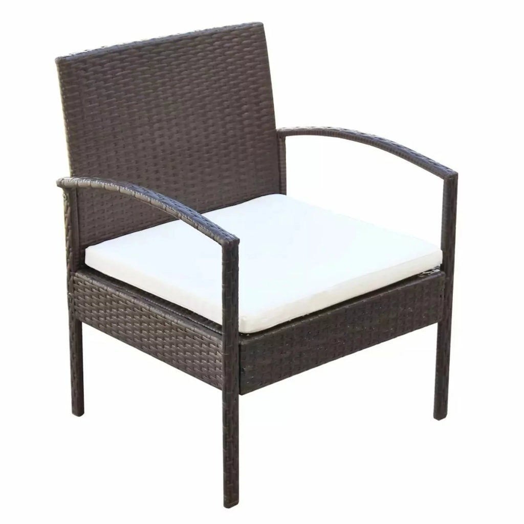 4 Piece Cream White Cushioned Poly Rattan Patio Lounge Set C223126