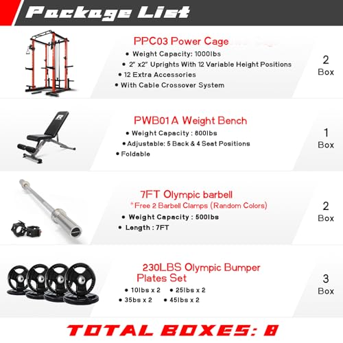 Multi-Function Squat Rack Power Cage with Cable Crossover System E741