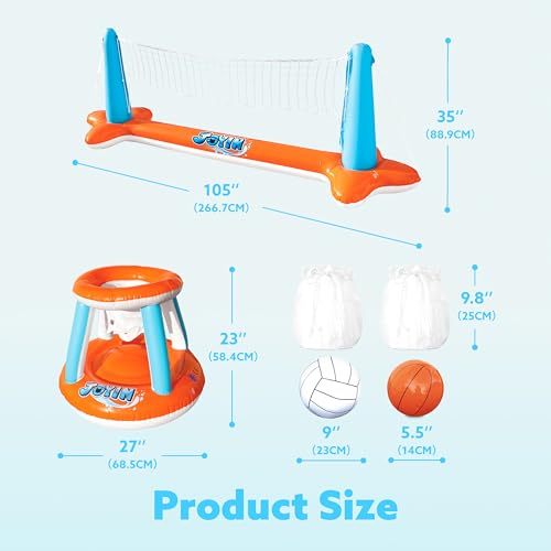 Inflatable Pool Float Set Volleyball Net & Basketball Hoops G90242