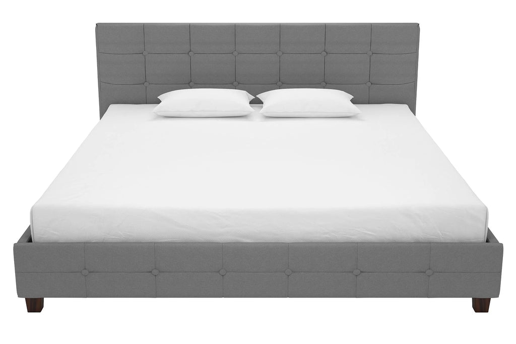 Black Linen King Upholstered Platform Bed Frame K37077