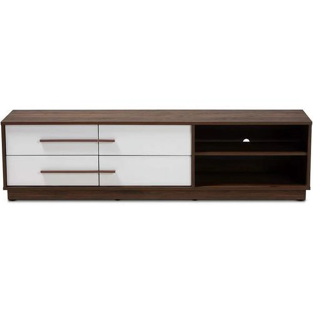 Two-Tone White And Walnut 4-Drawer Wood TV Stand S723