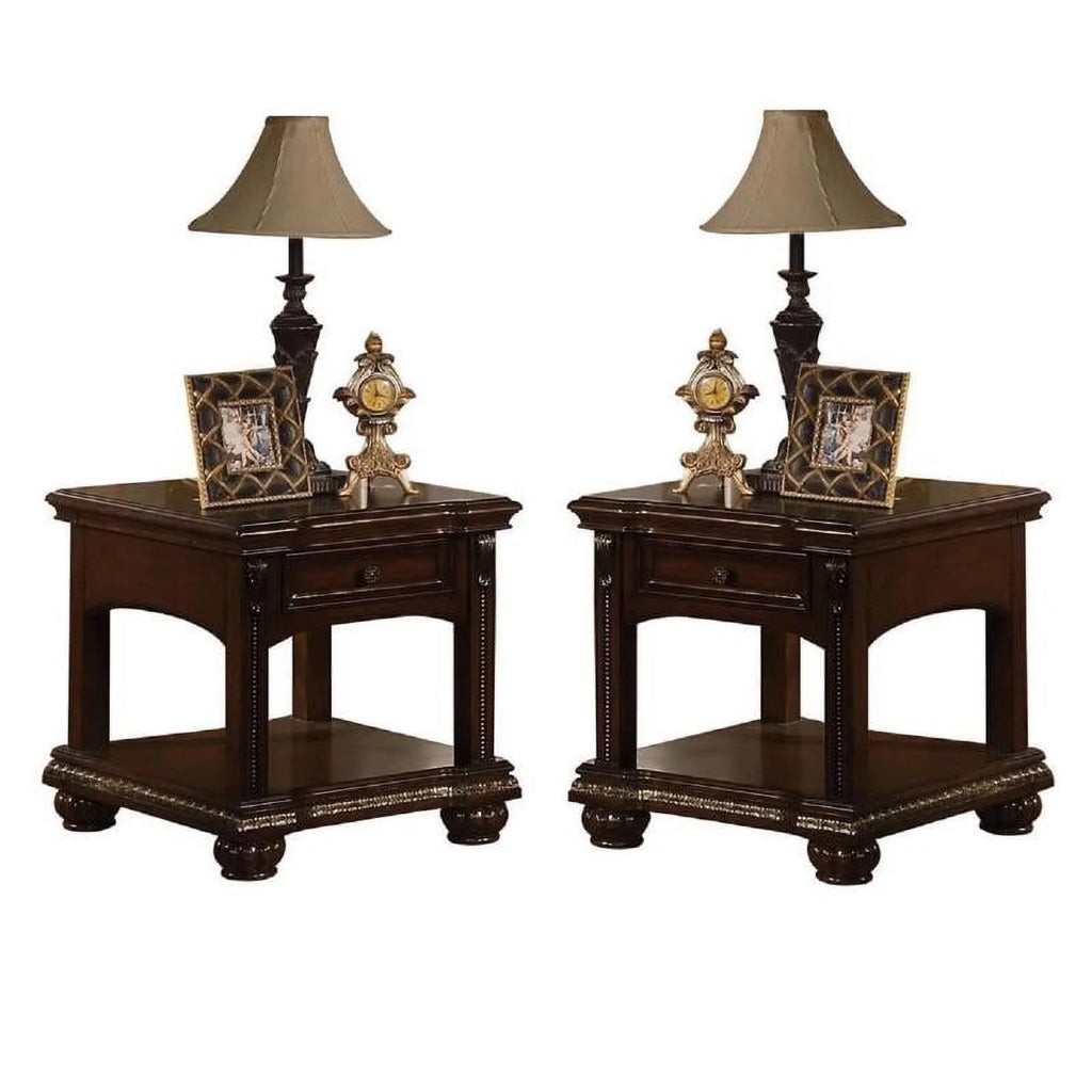 2-Piece Rectangular End Table Set in Cherry W82753