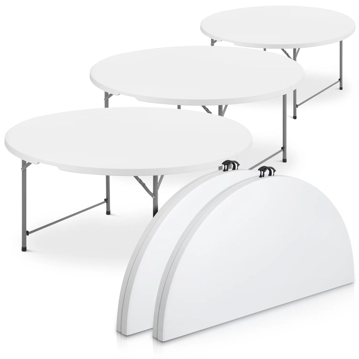 5Ft White Bi-Fold Plastic Table Set of 5 U71835
