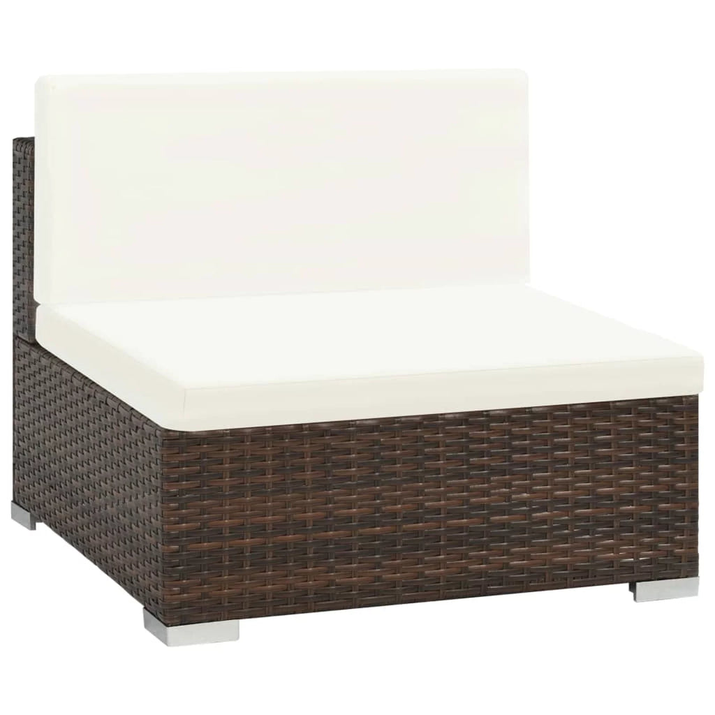 8 Piece Cream White Cushioned Poly Rattan Outdoor Sofa Set with Coffee Table Q1325
