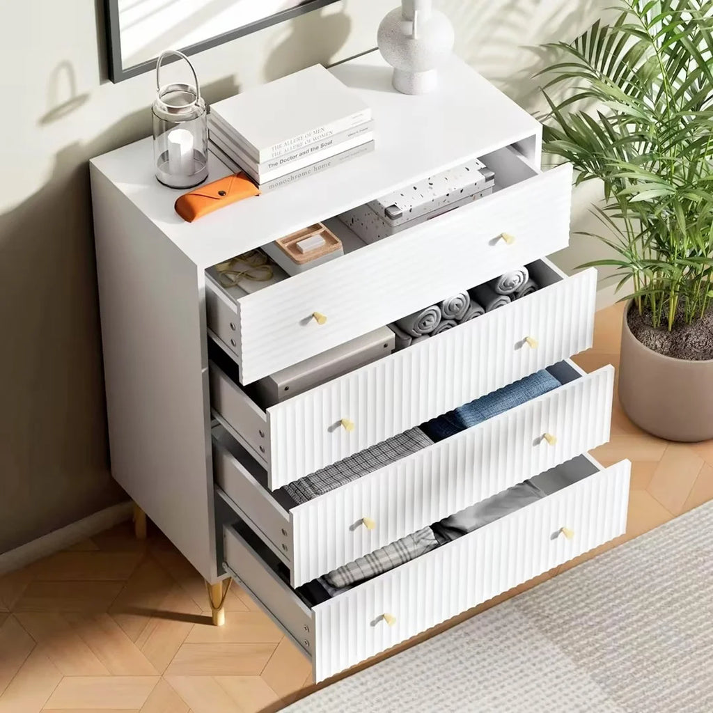 White 4 Drawer Dresser Set of 2 Y341077