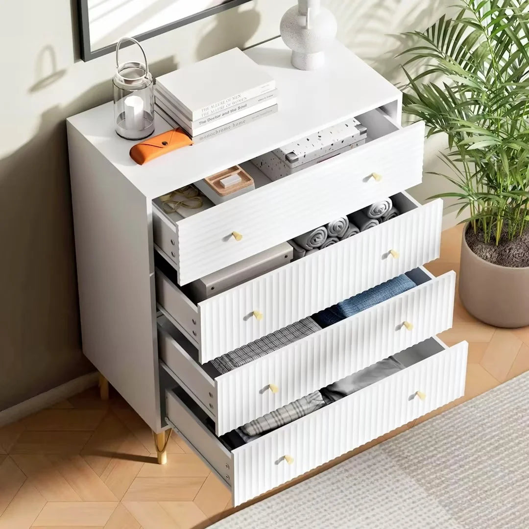 White 4 Drawer Dresser Set of 2 Y341077