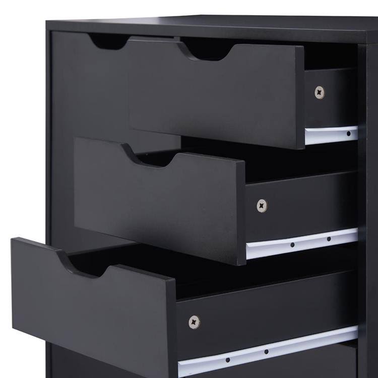 Black 5-Drawer Storage Cabinet with Shelves N9305