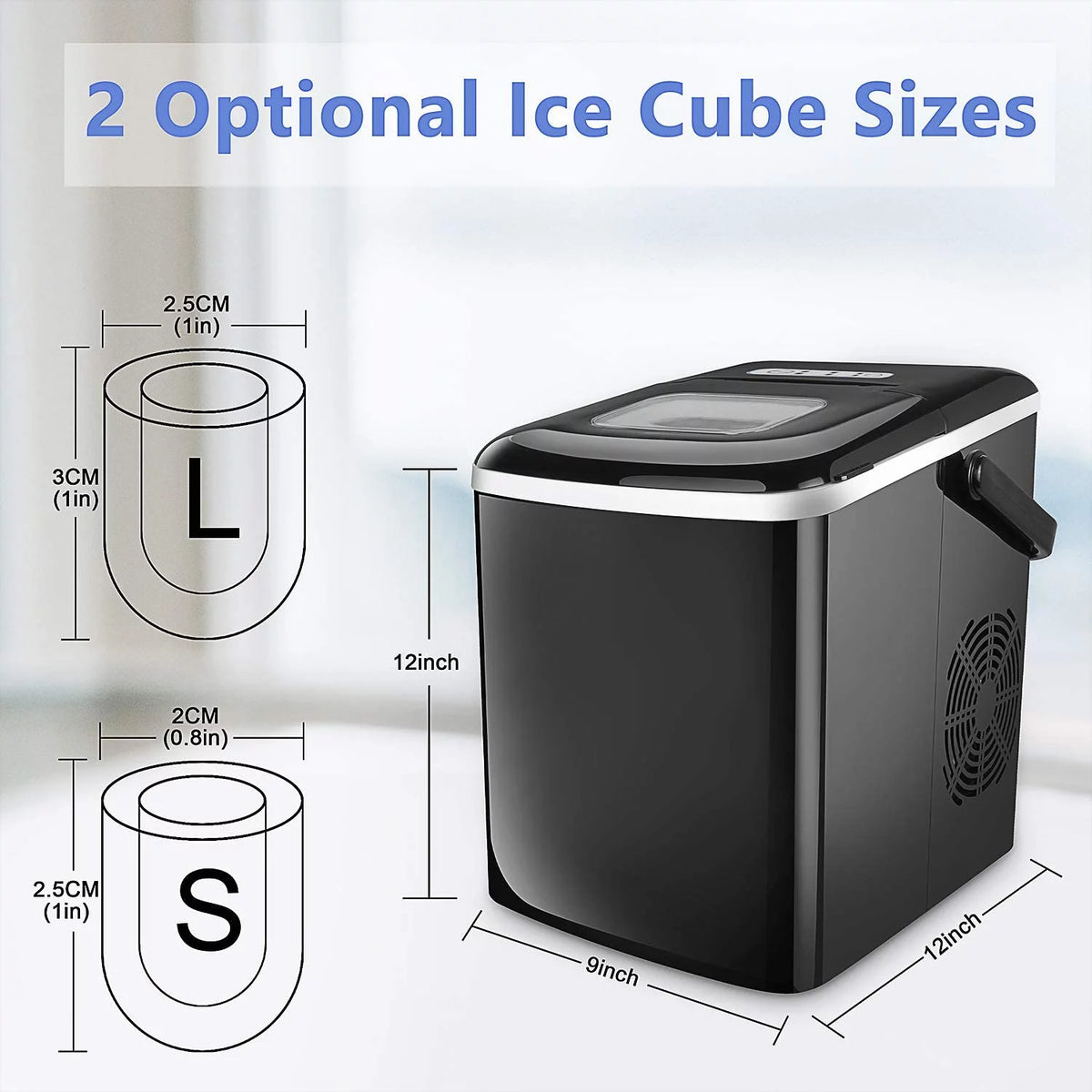 Portable Countertop Ice Maker with 2 Ice Cube Sizes V2097