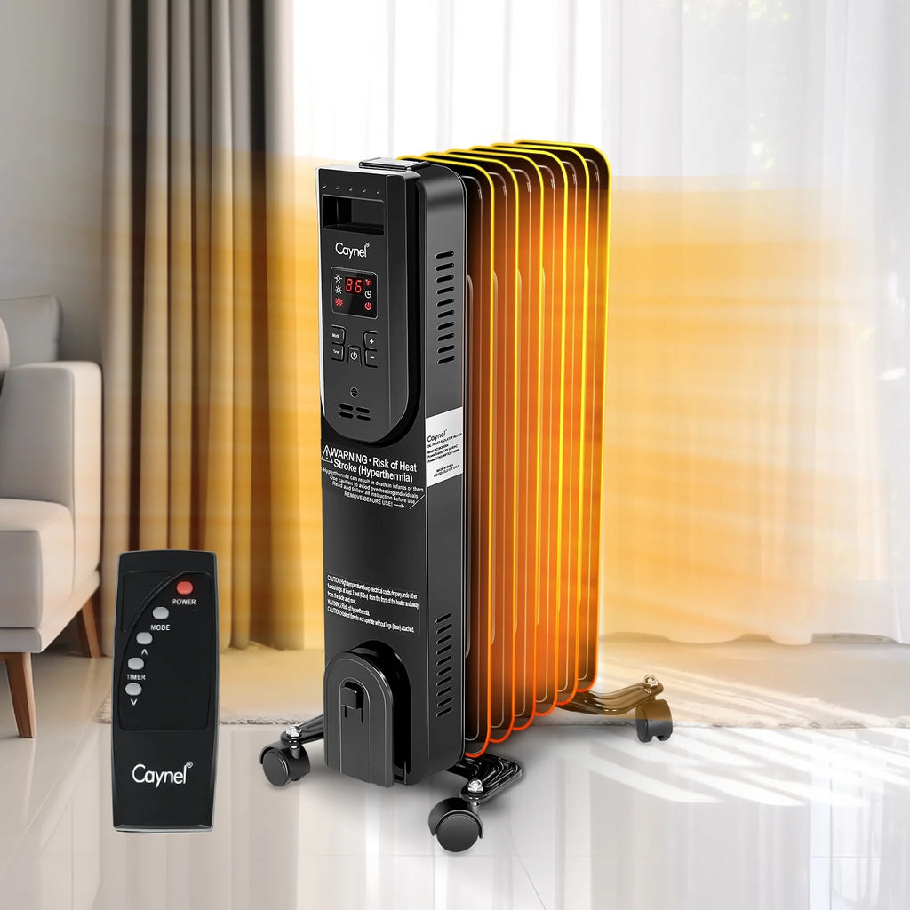 1500W Electric Oil Filled Radiator Heater with Thermostat and 24H Timer X26753