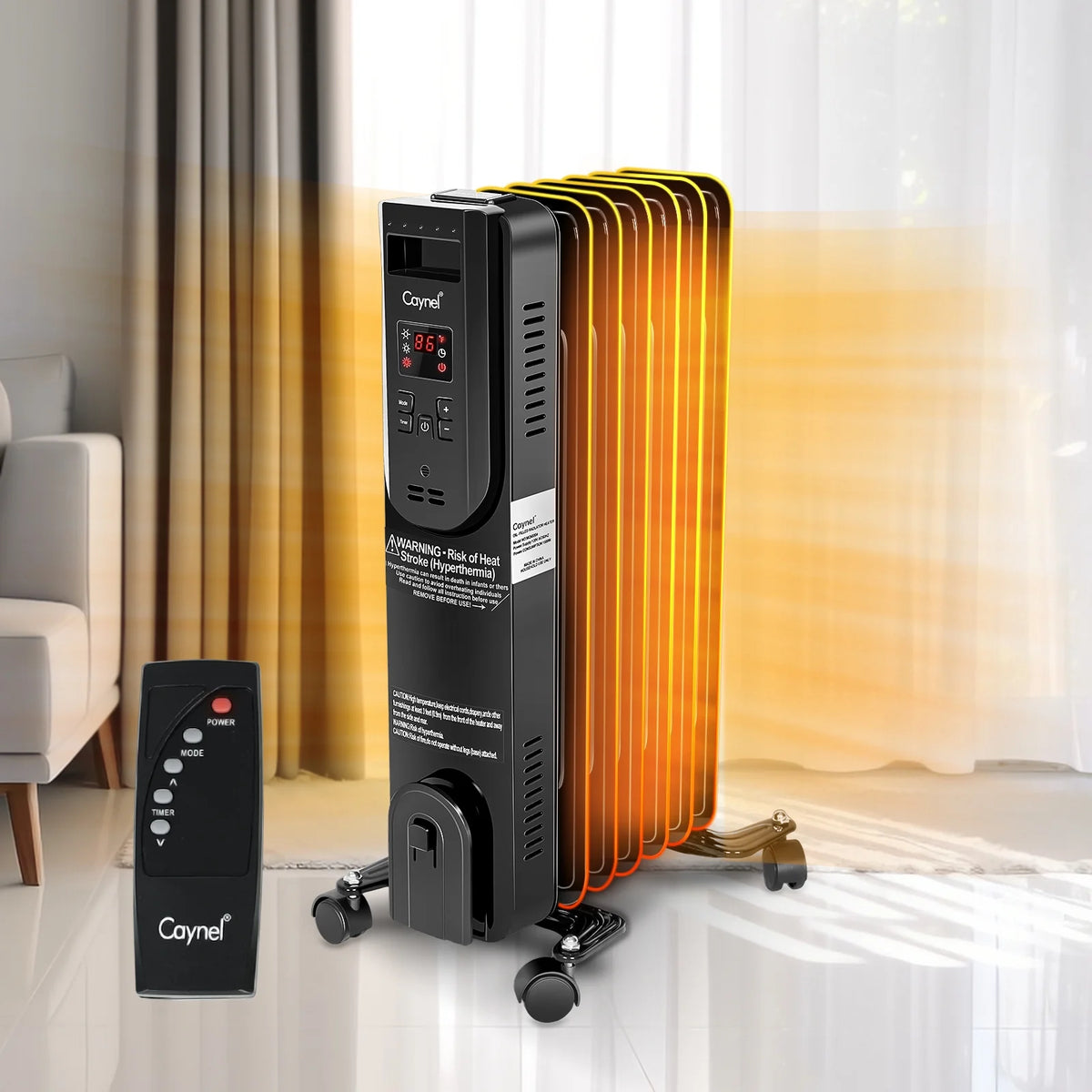 1500W Electric Oil Filled Radiator Heater with Thermostat and 24H Timer X26753