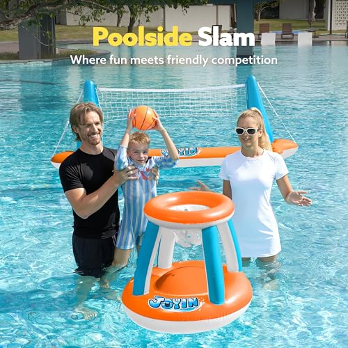 Inflatable Pool Float Set Volleyball Net & Basketball Hoops G90242