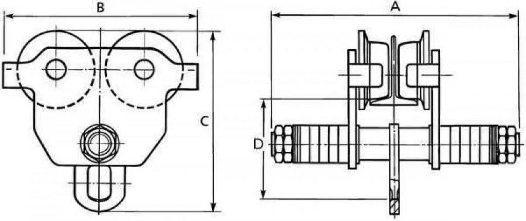 1 Ton Push Beam Trolley C3195