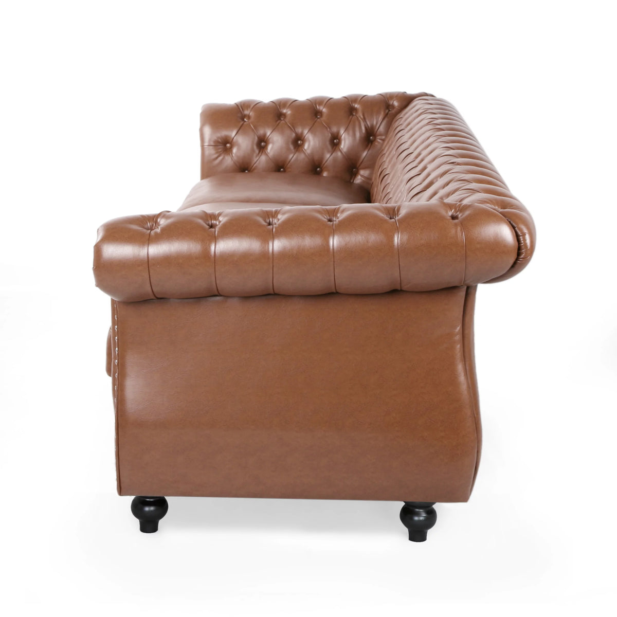 Cognac Brown Faux Leather 3 Seater Sofa H46706