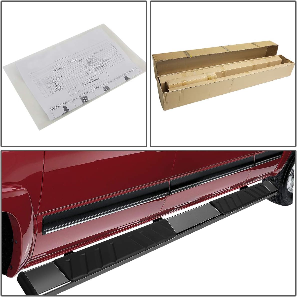 Black Stainless Steel Side Step Nerf Bar Running Boards V396
