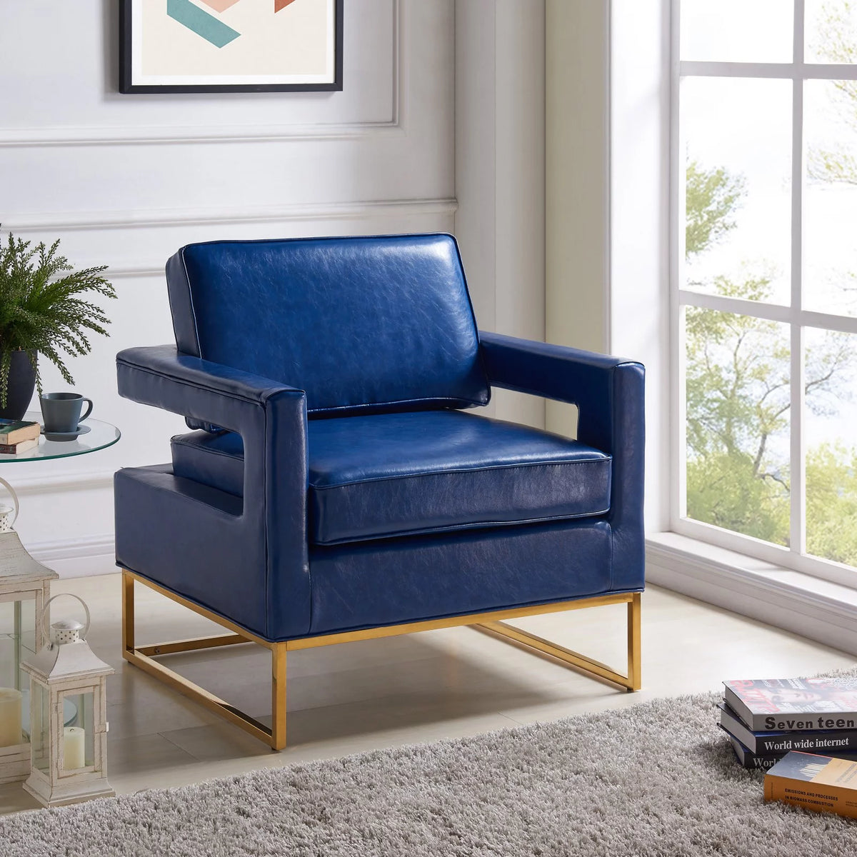White Vegan Leather Accent Chair U81538