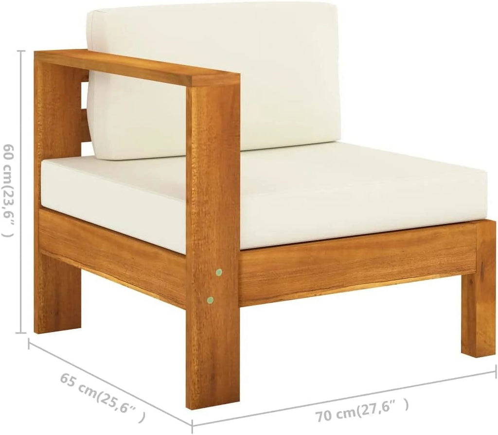 10 Piece Acacia Wood Patio Lounge Set with Cream White Cushions W596