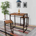 Bar Height 3 Piece Woodgrain Black Dining Table Set J2017