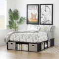 Black Oak Full Platform Bed with Storage and Baskets N116547