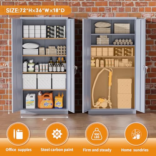72" Black Locking Steel Storage Cabinet with 4 Adjustable Shelves Z450