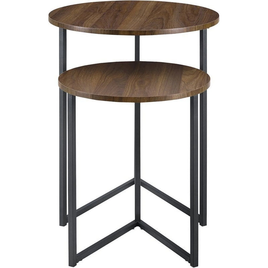 Dark Walnut Black Nesting End Tables Set of 2 K4479