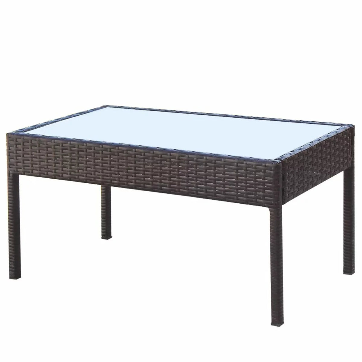 4 Piece Cream White Cushioned Poly Rattan Patio Lounge Set C223126