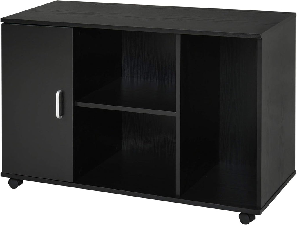 White Wood Rolling File Cabinet with 3 Open Shelves O7201