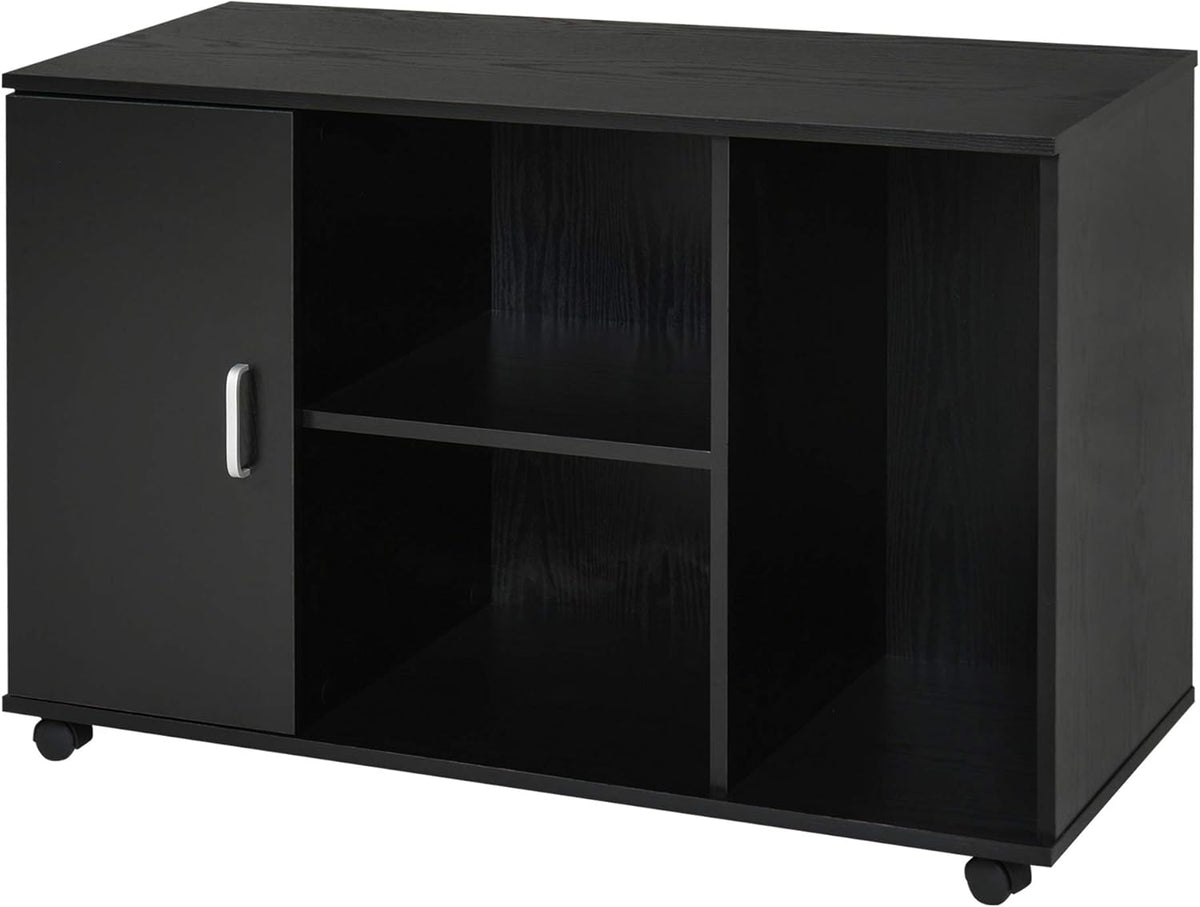 White Wood Rolling File Cabinet with 3 Open Shelves O7201