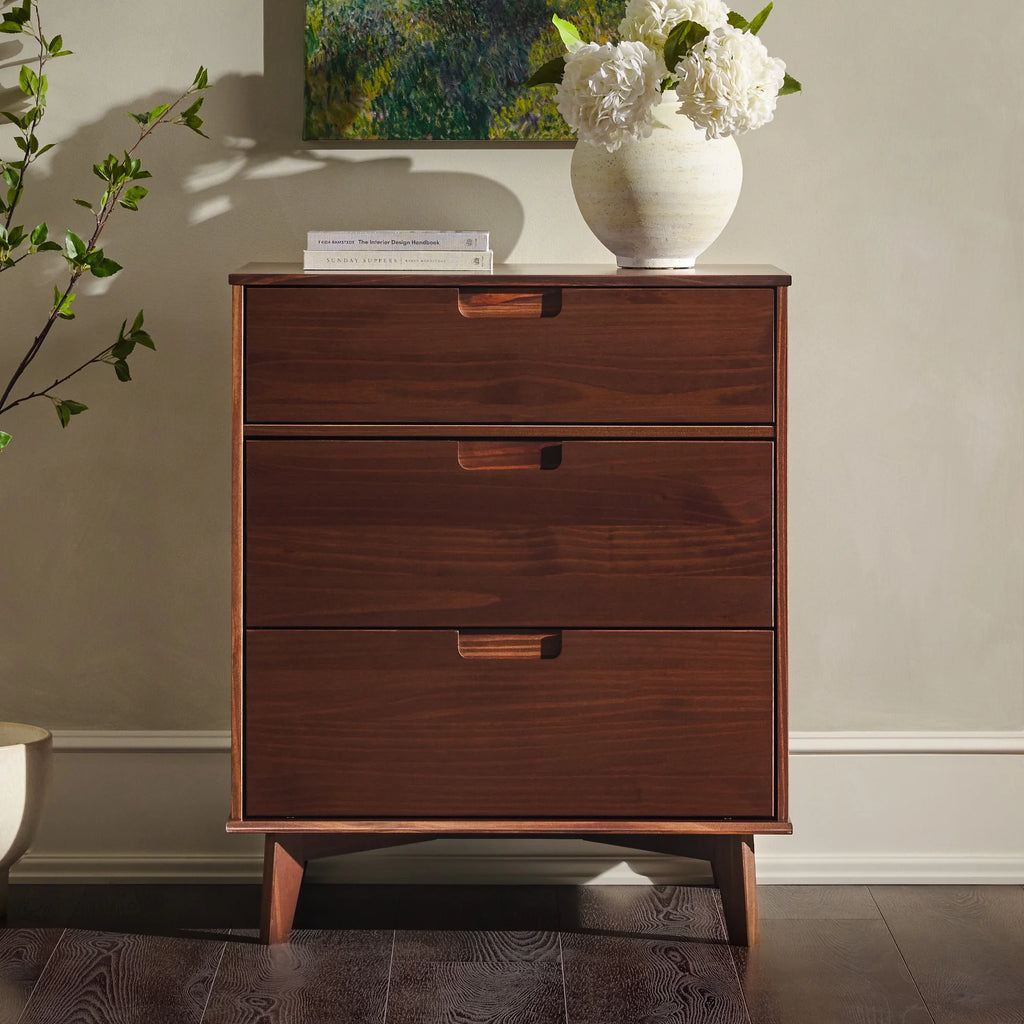 Solid Wood Walnut 3-Drawer Dresser G1481