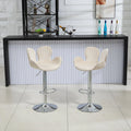 Beige Set of 2 Bar Stools with Back and Footrest N5075
