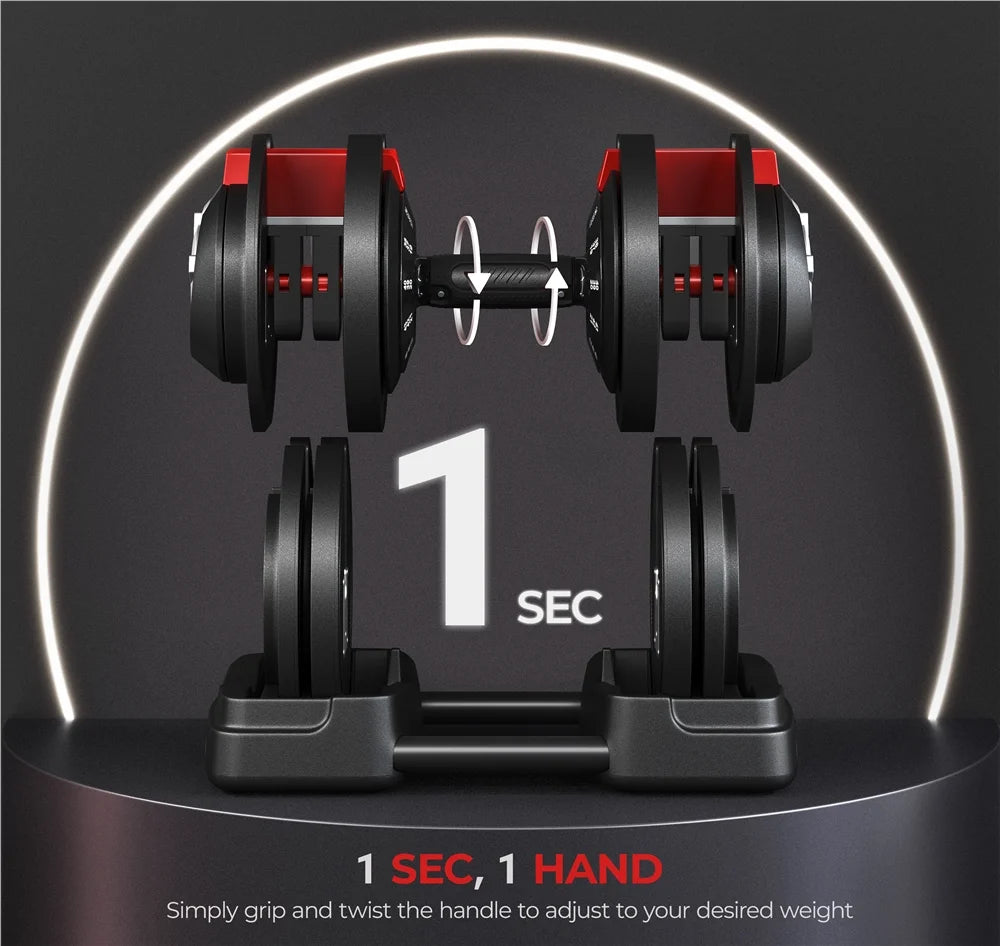 3-In-1 Quick-Adjust Dumbbell Weight Set Black W11380
