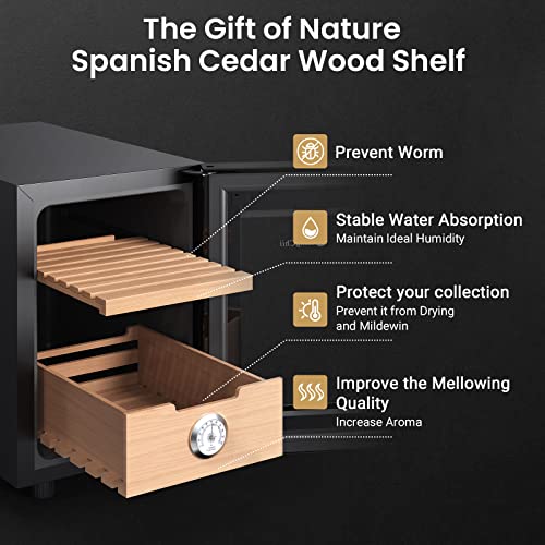 8L Electric Cigar Humidor Cabinet with Cedar Wood Shelves L484