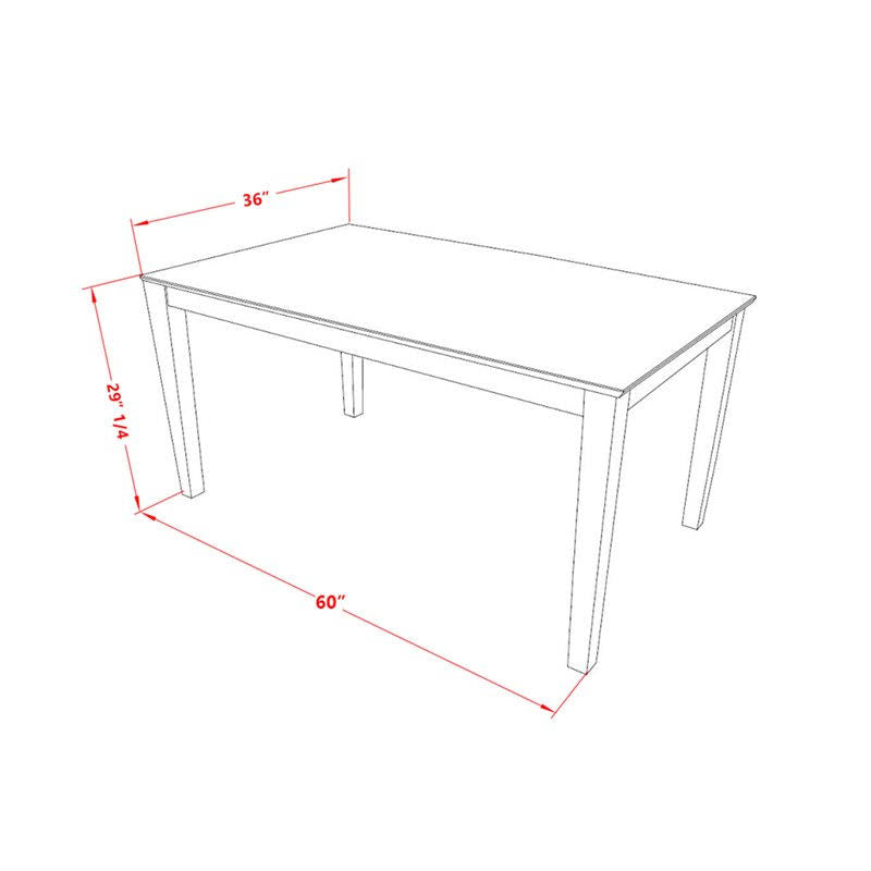 5pc White Rectangular 60 inch Table and 4 Chairs N7773
