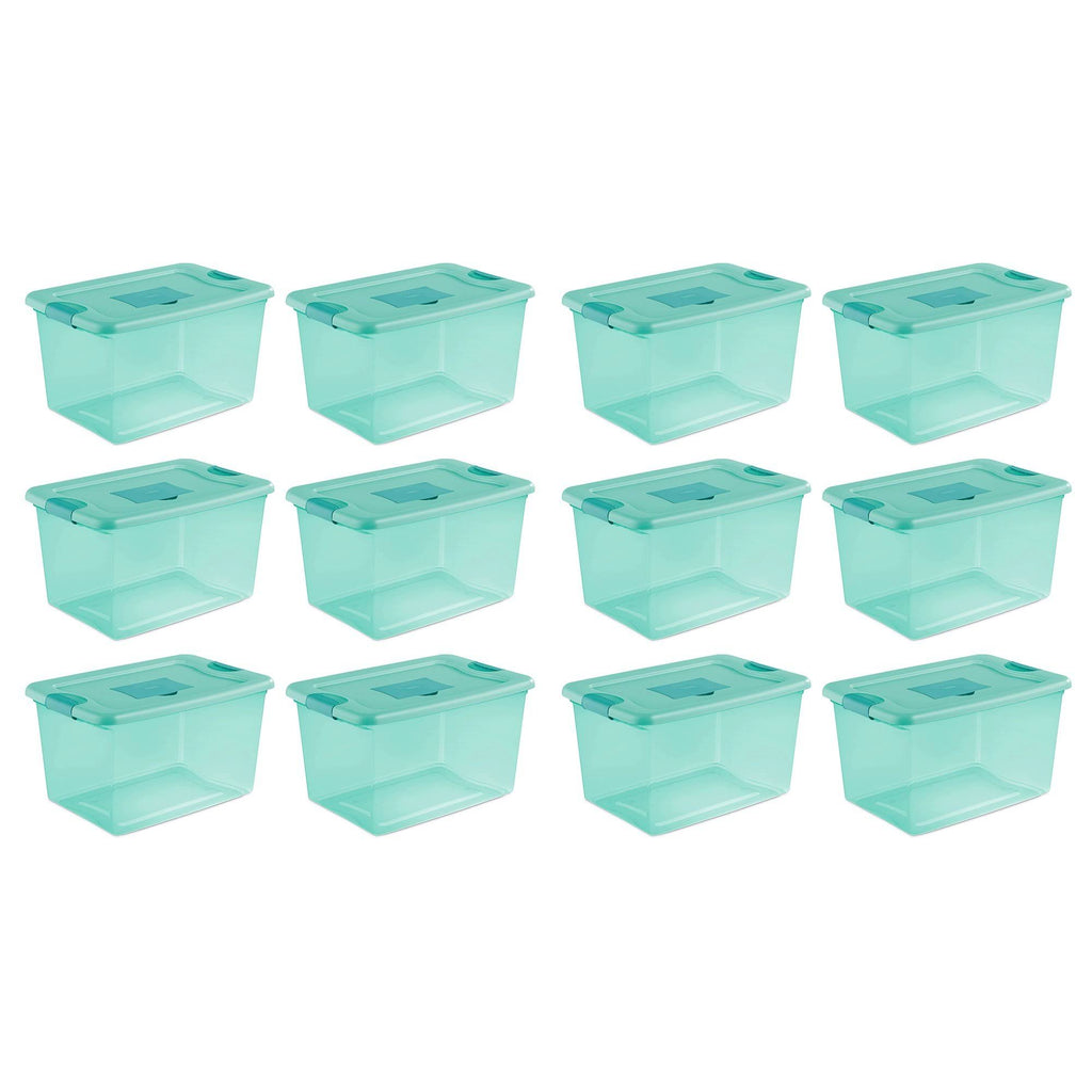 64 Quart Stackable Plastic Storage Box Container 12 Pack P979